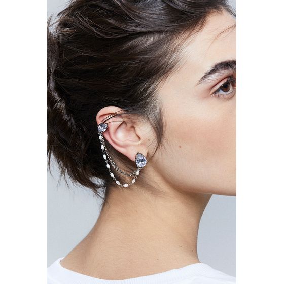 Brinco Slim Perolas Laco Prata Boho 3